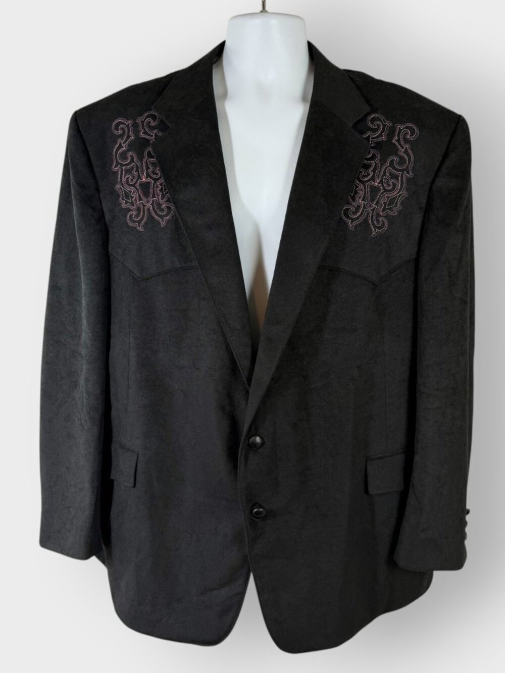 Vtg Pagano West Blazer | 54R | Black | Embroidered | USA | Country Western Rodeo